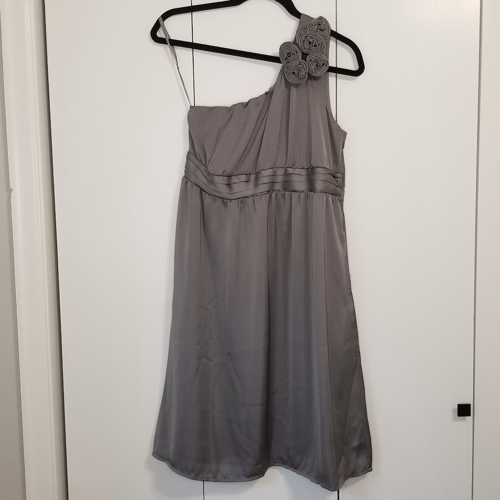 Gray One Shoulder Dress Bridesmaid Wedding Cocktail